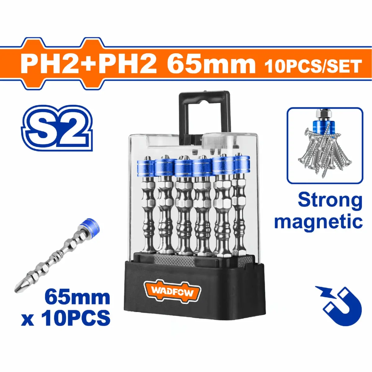 Puntas De Destornillador Magnéticas Ph2 65Mm Anillo Magnético Set 10 Pzas. 1