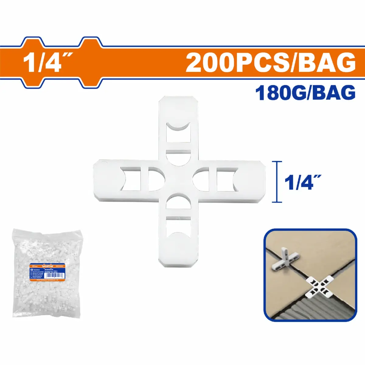 Cruz Espaciador De Baldosas. Separador De Baldosas 6Mm 1/4". Se Vende En Paquete De 200 Piezas. 1
