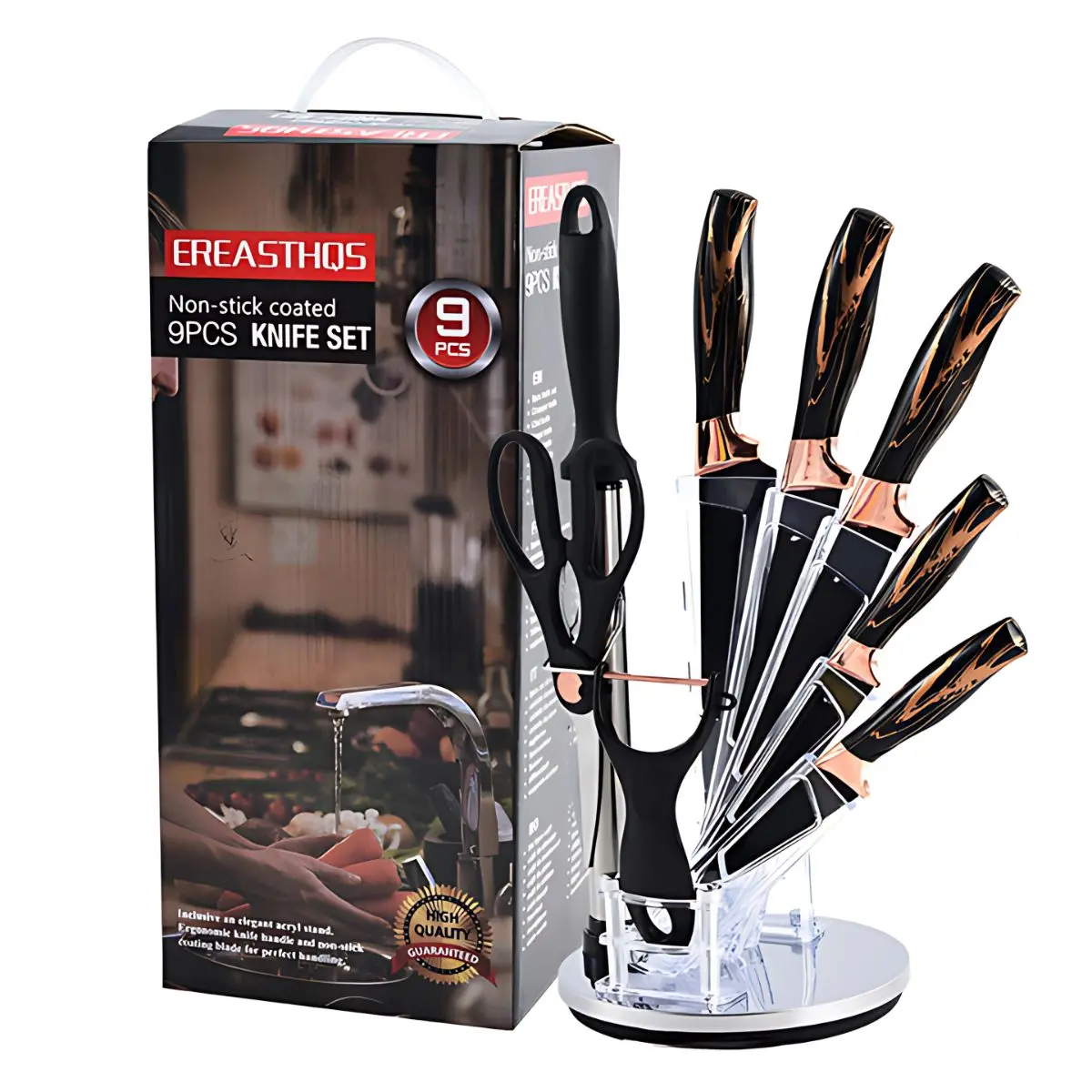 Cuchillos De Cocina Profesionales. Set De 9 Piezas. Juego De Cuchillos Con Tijera, Pelador Y Afilador. 1