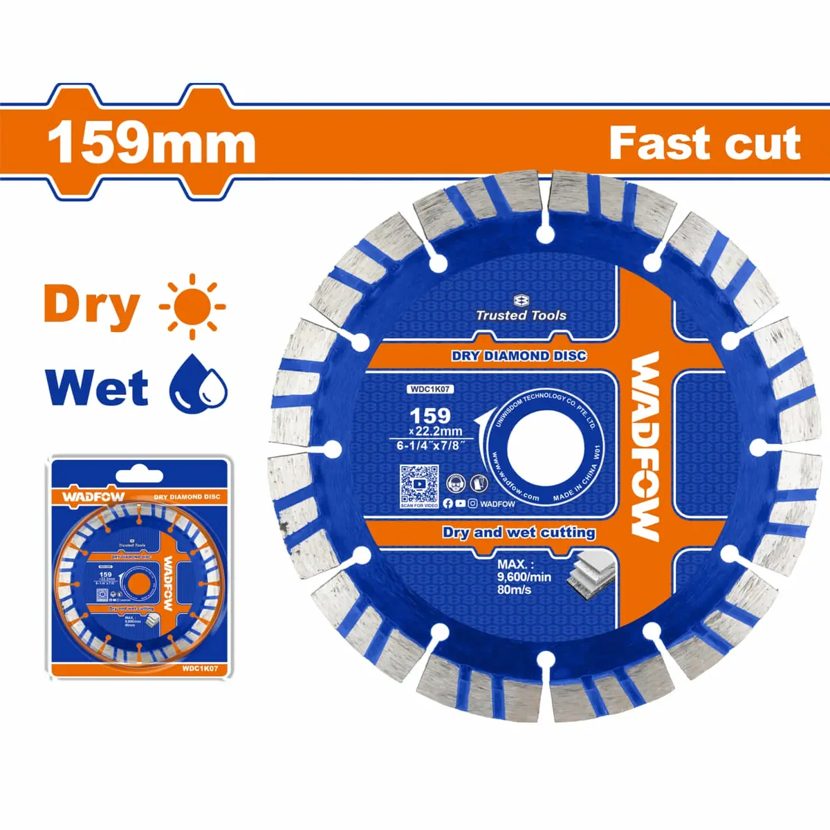Disco De Diamante 159Mm (6-1/4") X 22.2Mm  Corte Rápido. Seco Y Húmedo. Compatible Con Wwal151401 1