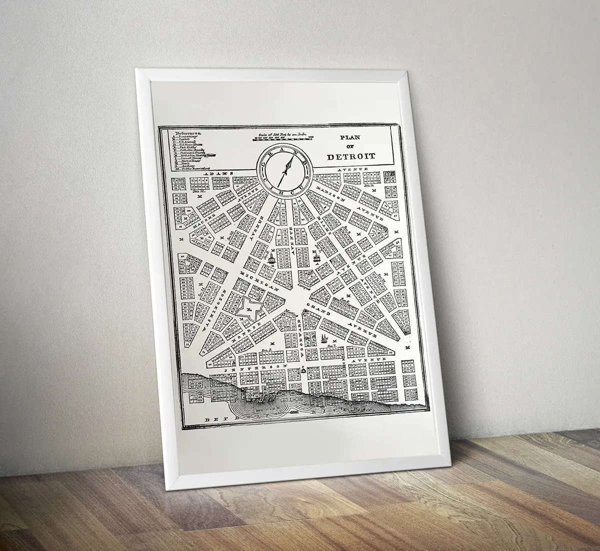 Detroit Map Art Print, 1831 City Plan 1