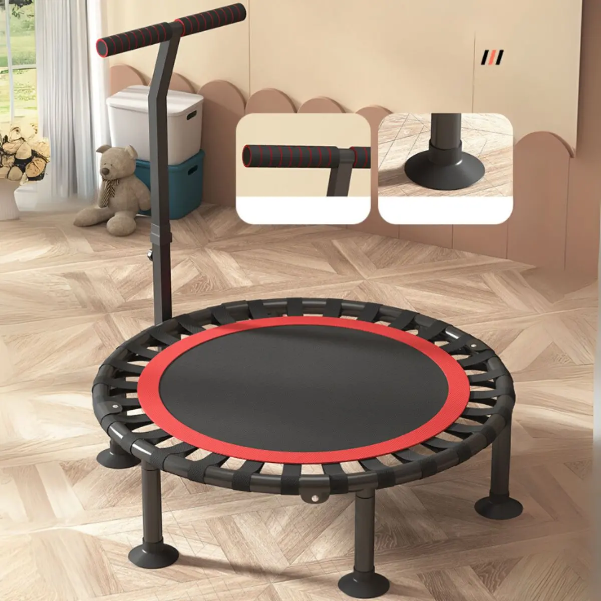 Trampolín De Fitness Profesional Plegable – 105 Cm De Diámetro Con Barra Ajustable. Ideal Para Ejercicios En Casa. 1