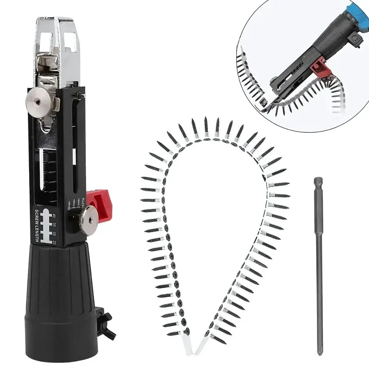 Pistola De Tornillo Eléctrica Para Paneles De Yeso. Automática Para Cinta De Tornillos. Adaptador Automático Para Taladro, Ajustable Y Fácil De Usar 1