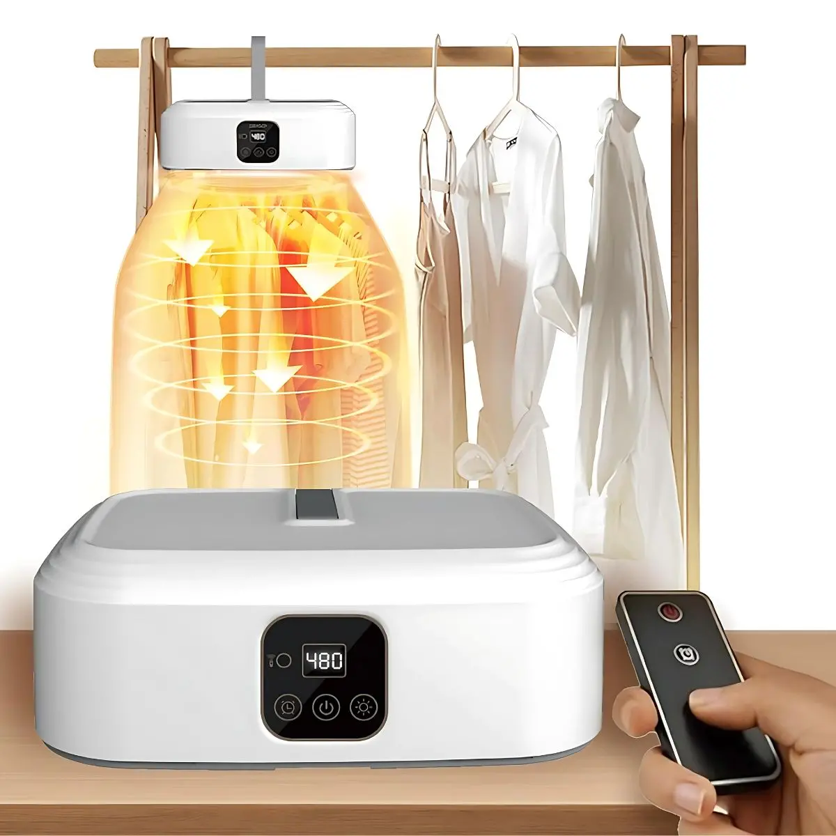 Secador De Ropa Portátil Con Control Remoto, Esterilización Uv Y Temporizador. 600W Secadora De Prendas. Ideal Para Apartamentos. 1