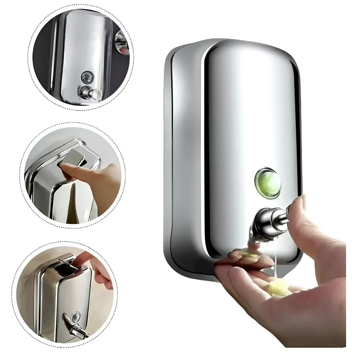 Dispensador De Jabón Líquido Pared 1000Ml Acero Inoxidable 1