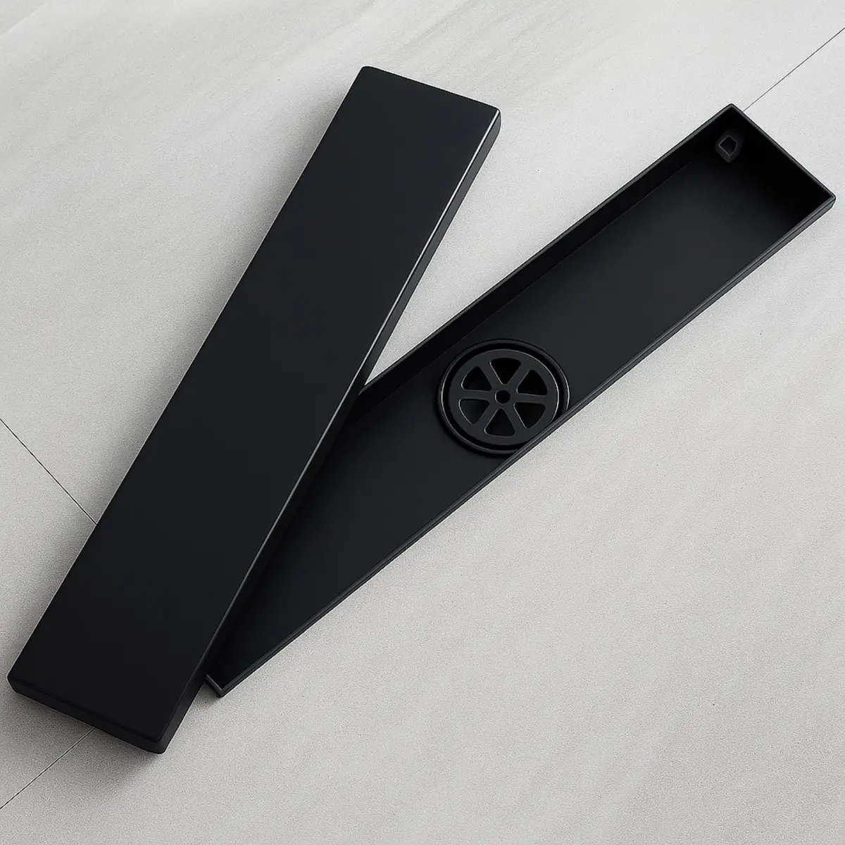 Drenaje Lineal Oculto De Acero Inoxidable. Negro 80Mm X 300Mm Rejilla Rectangular Para Suelo De Ducha. Desagüe Para Baño. 2