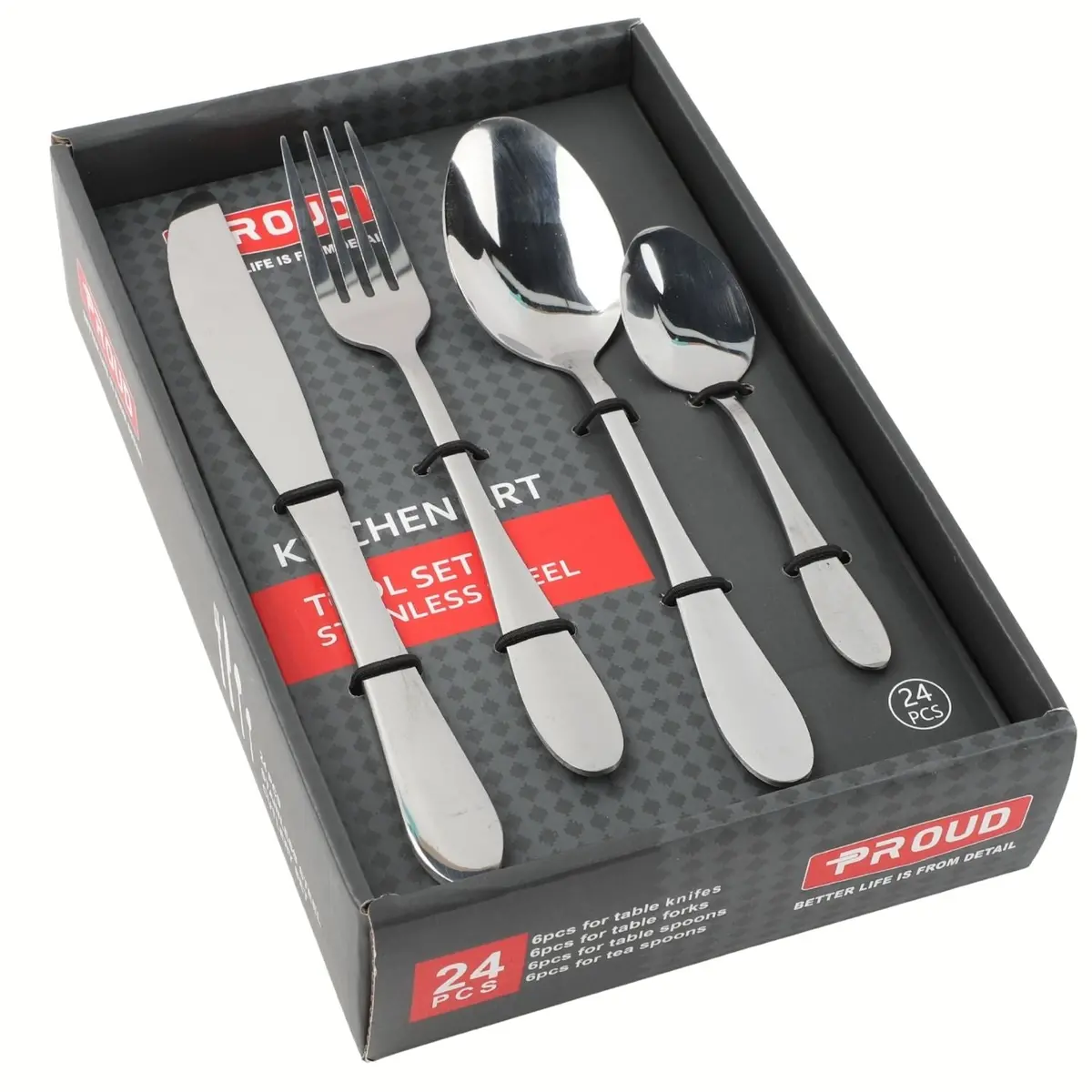 Cubiertos Cuchillo, Tenedor Y Cucharas De Acero Inoxidable Set 24 Piezas. Cubiertos De Mesa 1