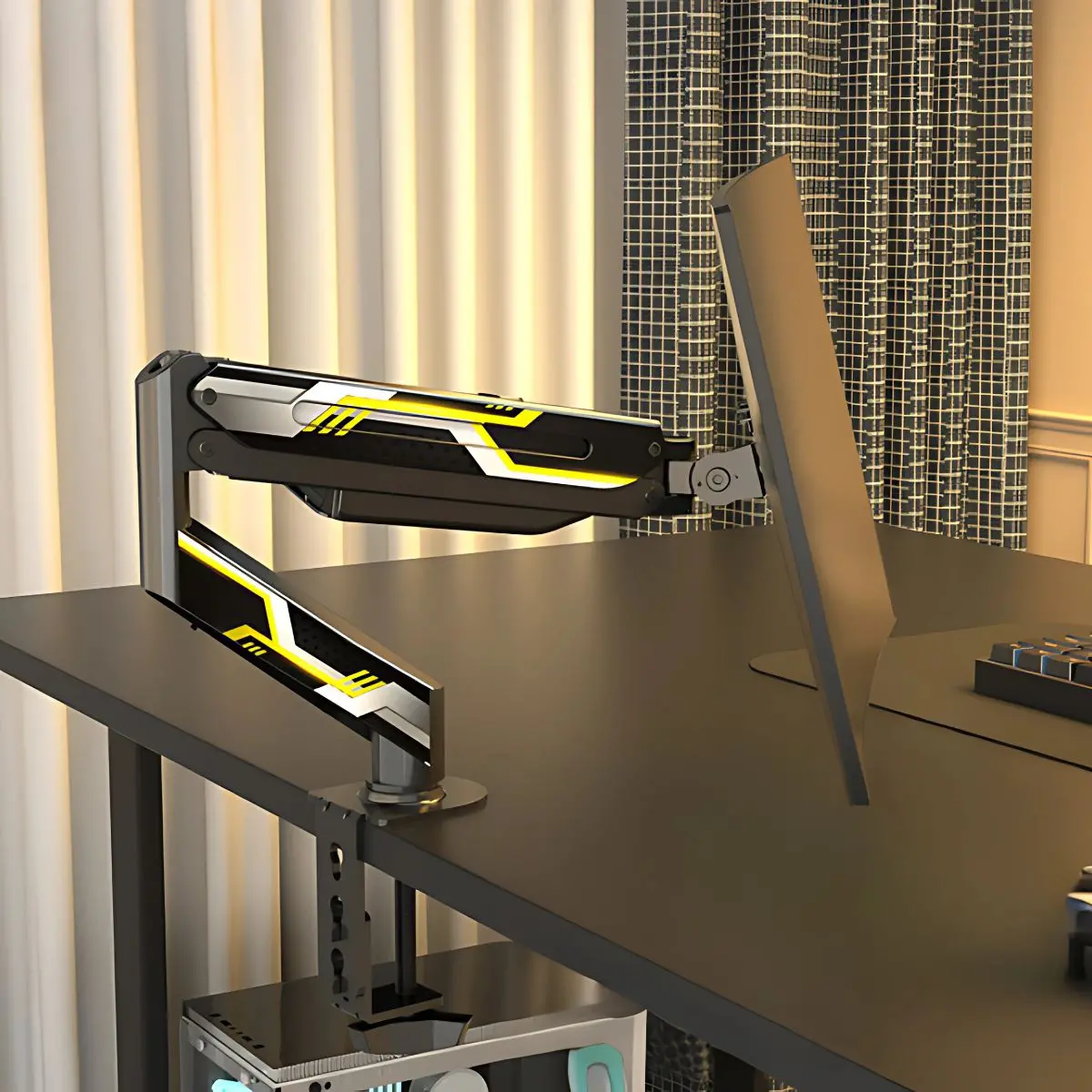 Soporte Para Monitor Computadora Ergonómico Para Pantallas De Hasta 32”. Brazo Articulado Ajustable 360°. Ideal Para Oficina Y Gaming. 1