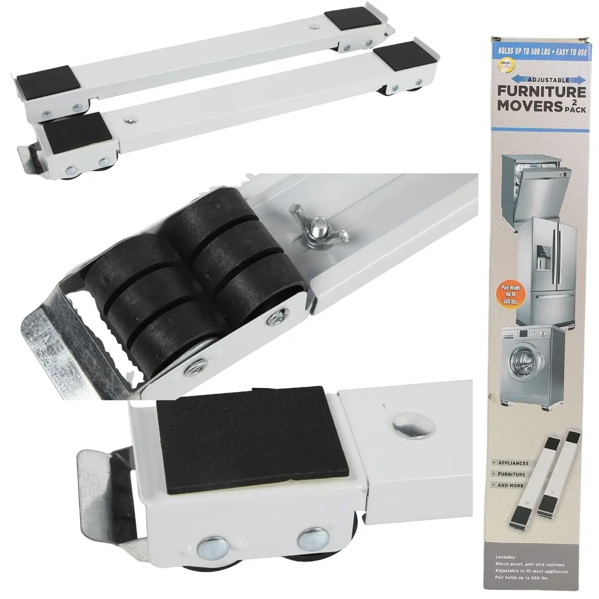 Base Con Ruedas Para Mover Muebles 18"-28" De Hierro, Resistente Para Almacenamiento Y Mudanza. Base Ajustable Rodante. 1