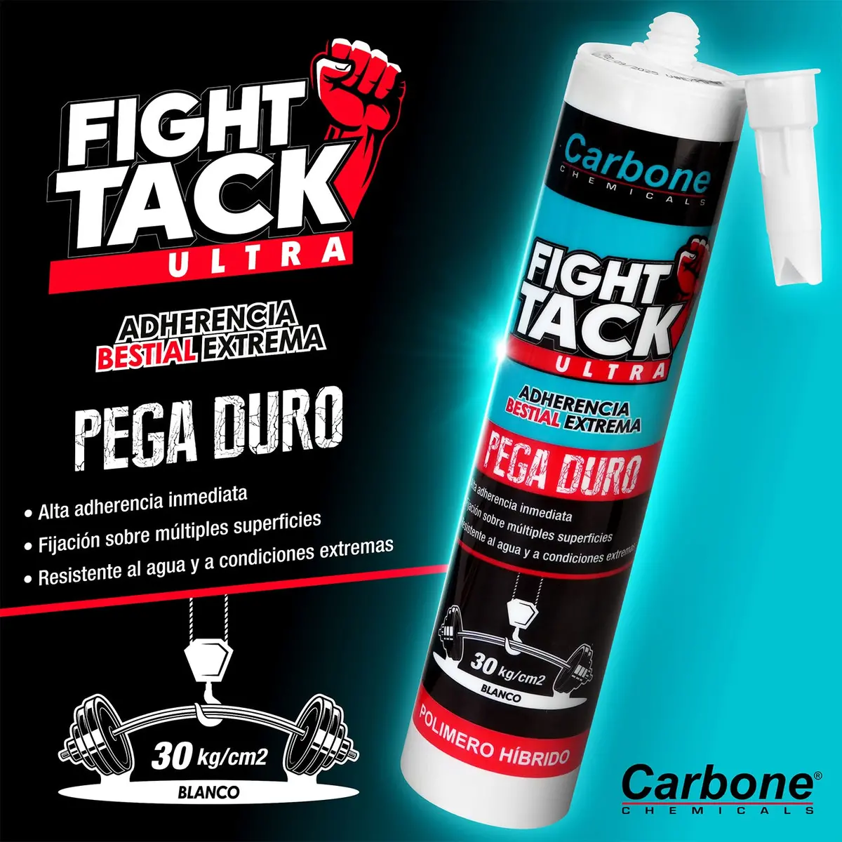 High Tack Carbone Fight Ultra Agarre Inicial Inmediato 300 Kg/M2  Viscosidad Adherencia Y Resistencia Alta Blanco 290Ml. 1