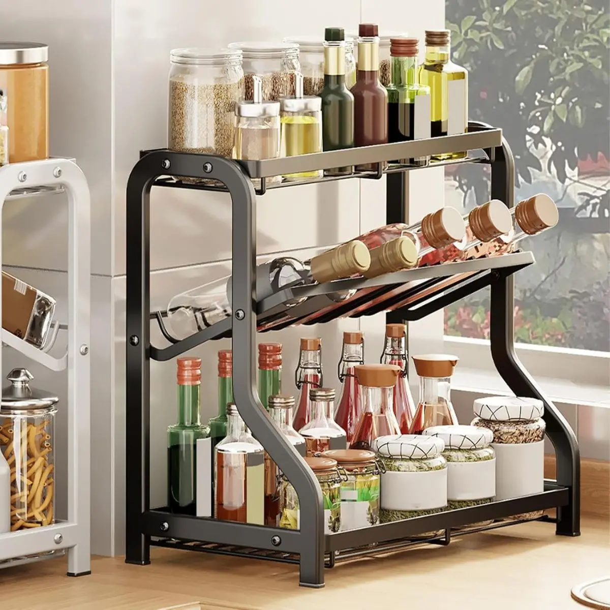 Organizador De Especias Y Condimentos Para Cocina 35X36.5X20cm Estante De Almacenamiento. (3 Niveles). Repisa Condimentera. 1