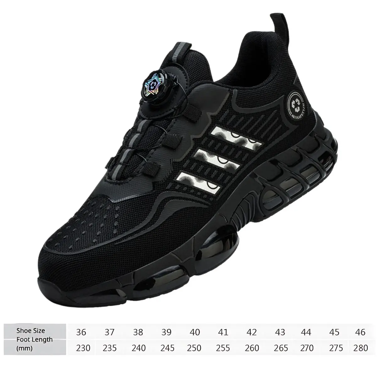 Botas Zapatillas De Seguridad Con Punta De Acero. Color Negro Y Blanco. Calzado De Trabajo Atlético. 2
