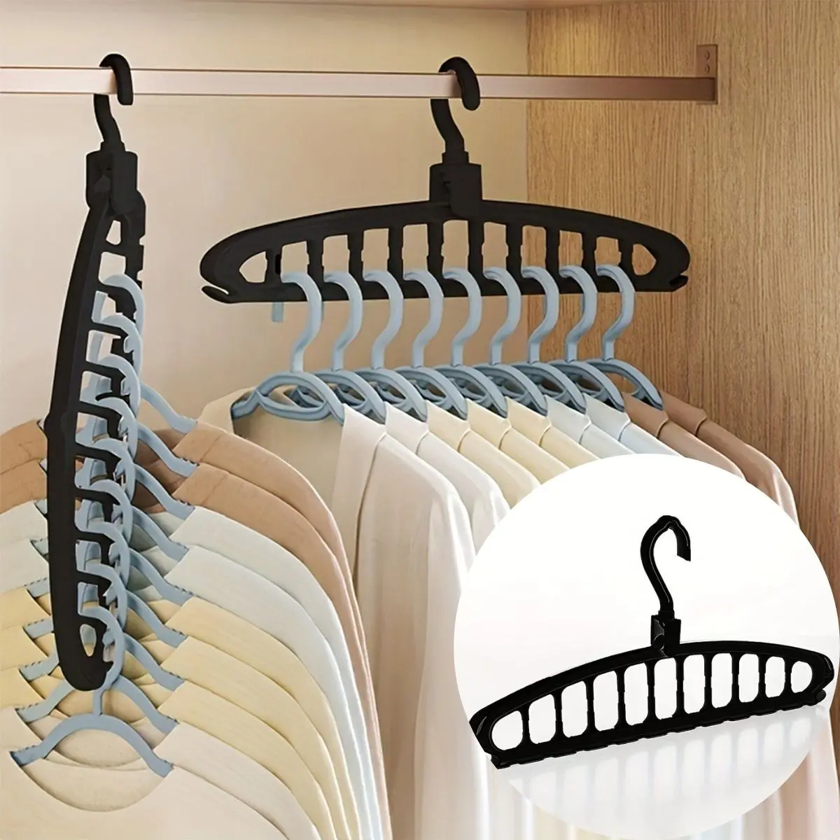 Gancho Ropa Ahorra Espacio Para Closet. Percha Organizadora De Ropa Para Armario. (Unidad) Color Negro. Ideal Para Camisas, Pantalones Y Faldas. 1
