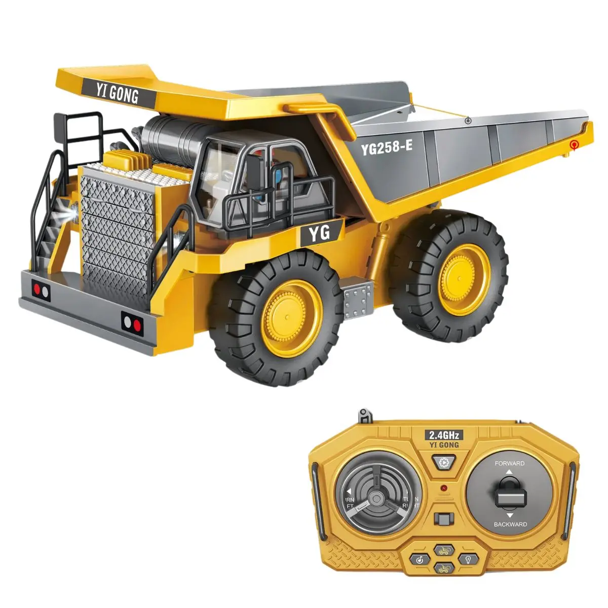 Camión Volquete A Control Remoto Con Volcado Realista Y Luces. Juguete De Construcción Para Niños. 1