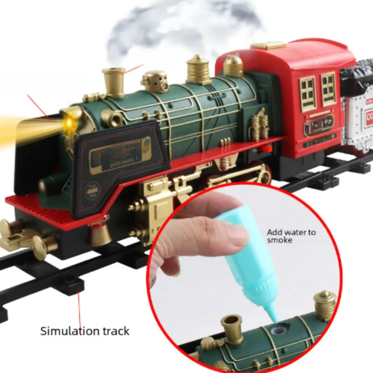 Juguete Eléctrico De Tren Con Pista A Control Remoto. Locomotora Con Luces Y Humo. 2