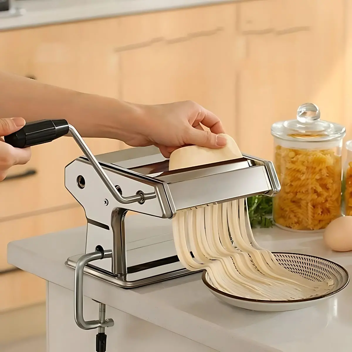 Máquina Manual Para Hacer Pasta Fresca. Rodillo De 150 Mm, 9 Niveles De Grosor Y Cortador De Fideos. Spaguetti Ravioli 1