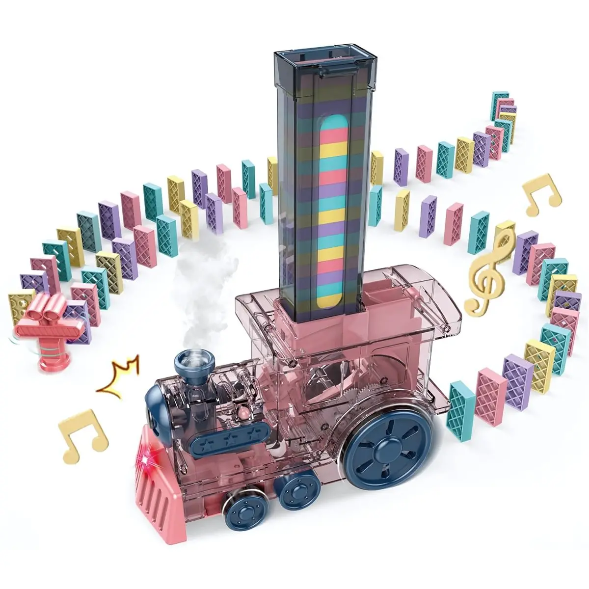 Juguete Tren De Dominós Eléctrico Para Niños. Juego Interactivo Con 80 Bloques, Educativo Y Divertido. 1
