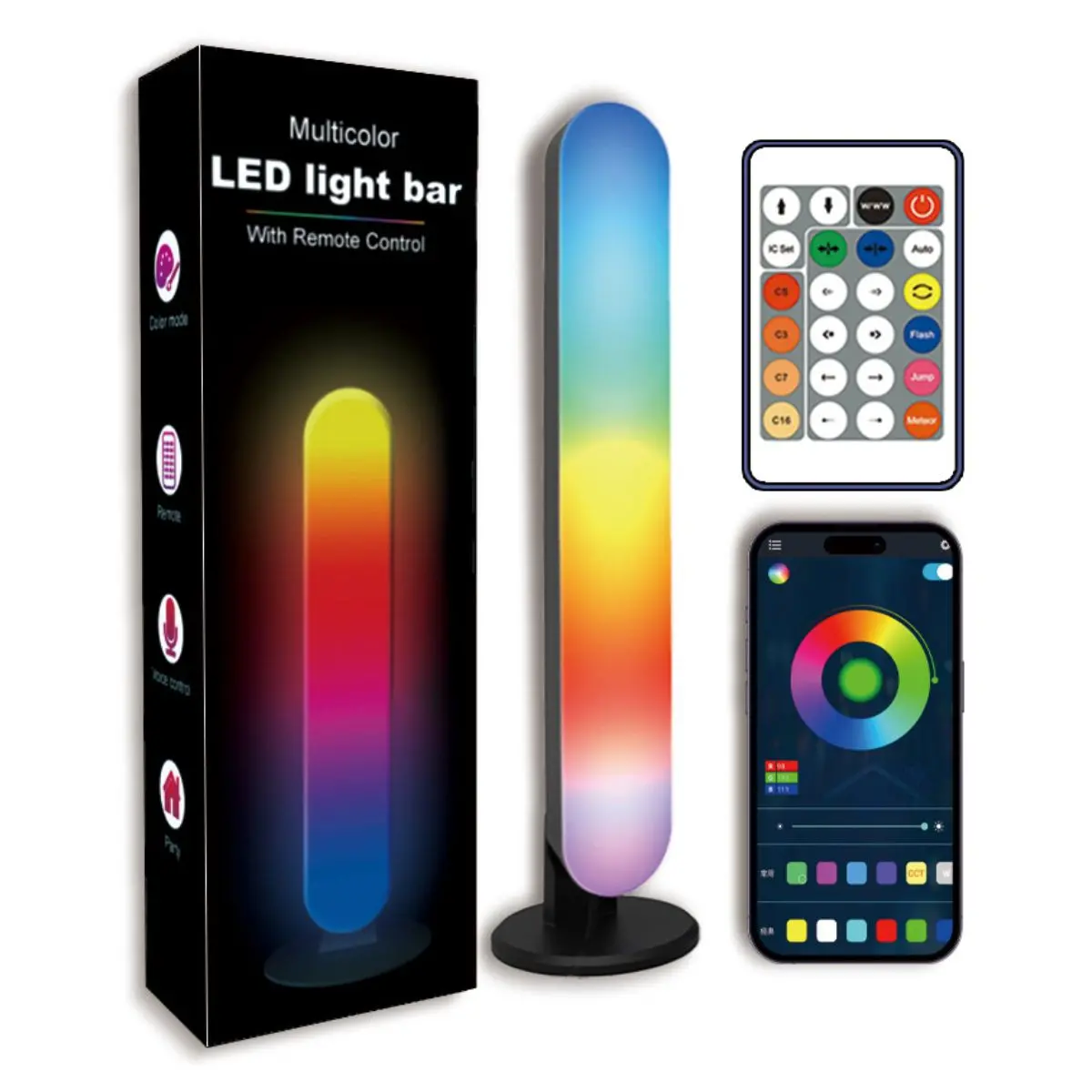 Barra Led Rgb Con Modo Música Y Control Remoto (Unidad). Luz Led De Ambientación De 10X1.5” (26X4cm). Iluminación Led Decorativa. 1