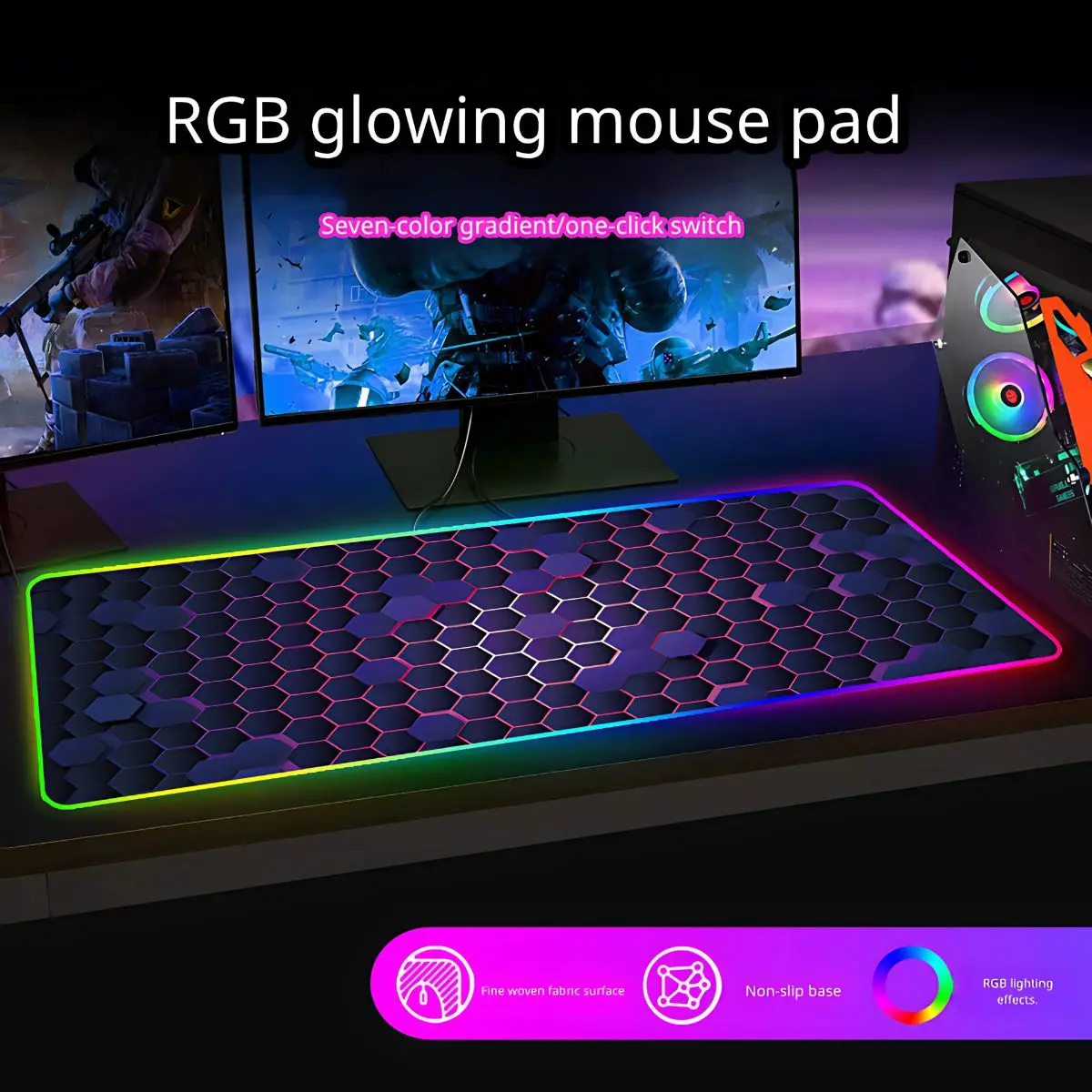 Mouse Pad Gamer Rgb Xl (400X800 Mm) Con Iluminación Multicolor Y Base Antideslizante. Alfombrilla Gaming. 1