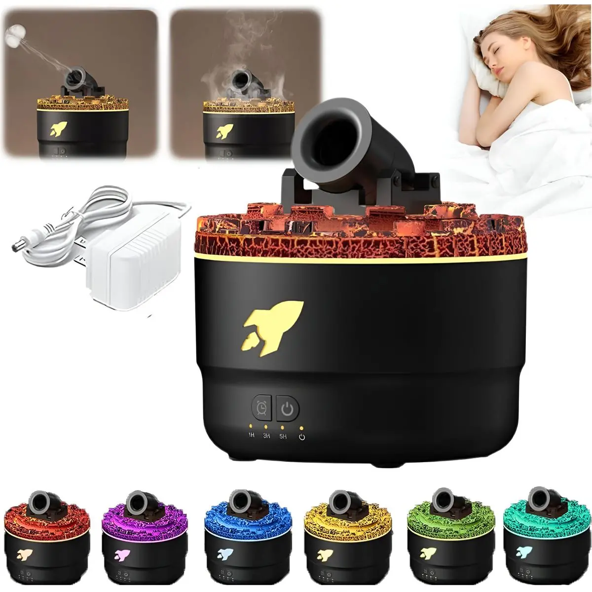 Difusor Aromas De Aceites Esenciales Estilo Cañon.  Humidificador Aromático Con Luz Led Y Temporizador. 1