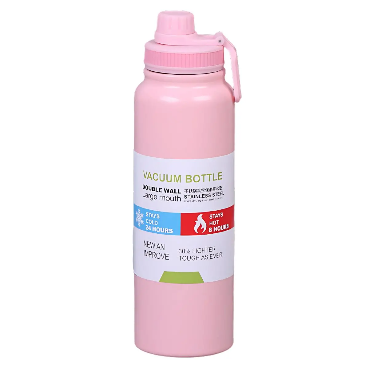 Botella De Agua Térmica 600Ml. Termo Rosado De Doble Pared. Acero Inoxidable. 1