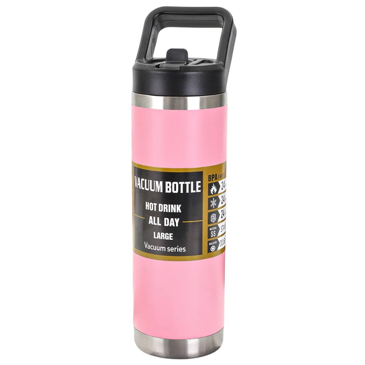 Botella De Agua Térmica 800Ml. Termo Rosado De Doble Pared. Acero Inoxidable. 1