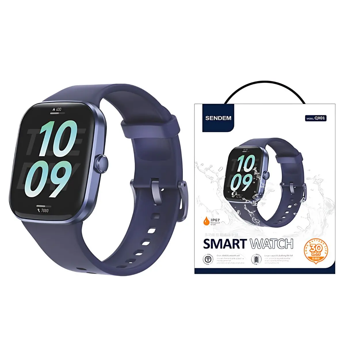 Smartwatch Con Llamadas Y Pantalla Hd 2.1”. Reloj Inteligente Ip67. Con Monitor De Ritmo Cardíaco Y Carga Magnética. Color Azul. 1