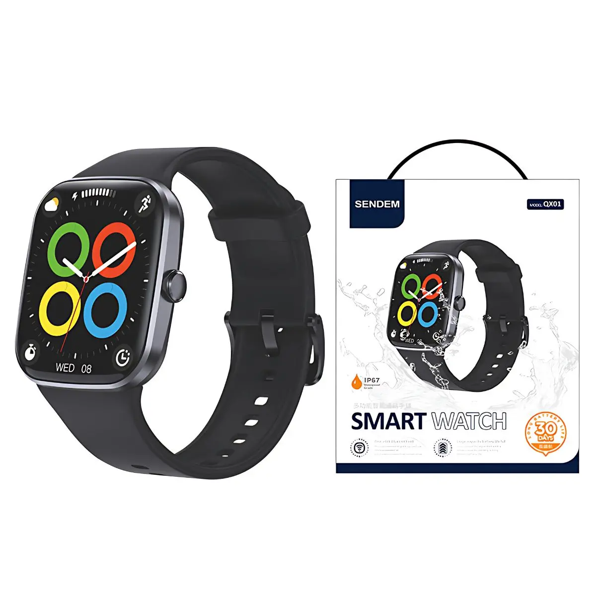 Smartwatch Con Llamadas Y Pantalla Hd 2.1”. Reloj Inteligente Ip67. Con Monitor De Ritmo Cardíaco Y Carga Magnética. Color Negro. 1