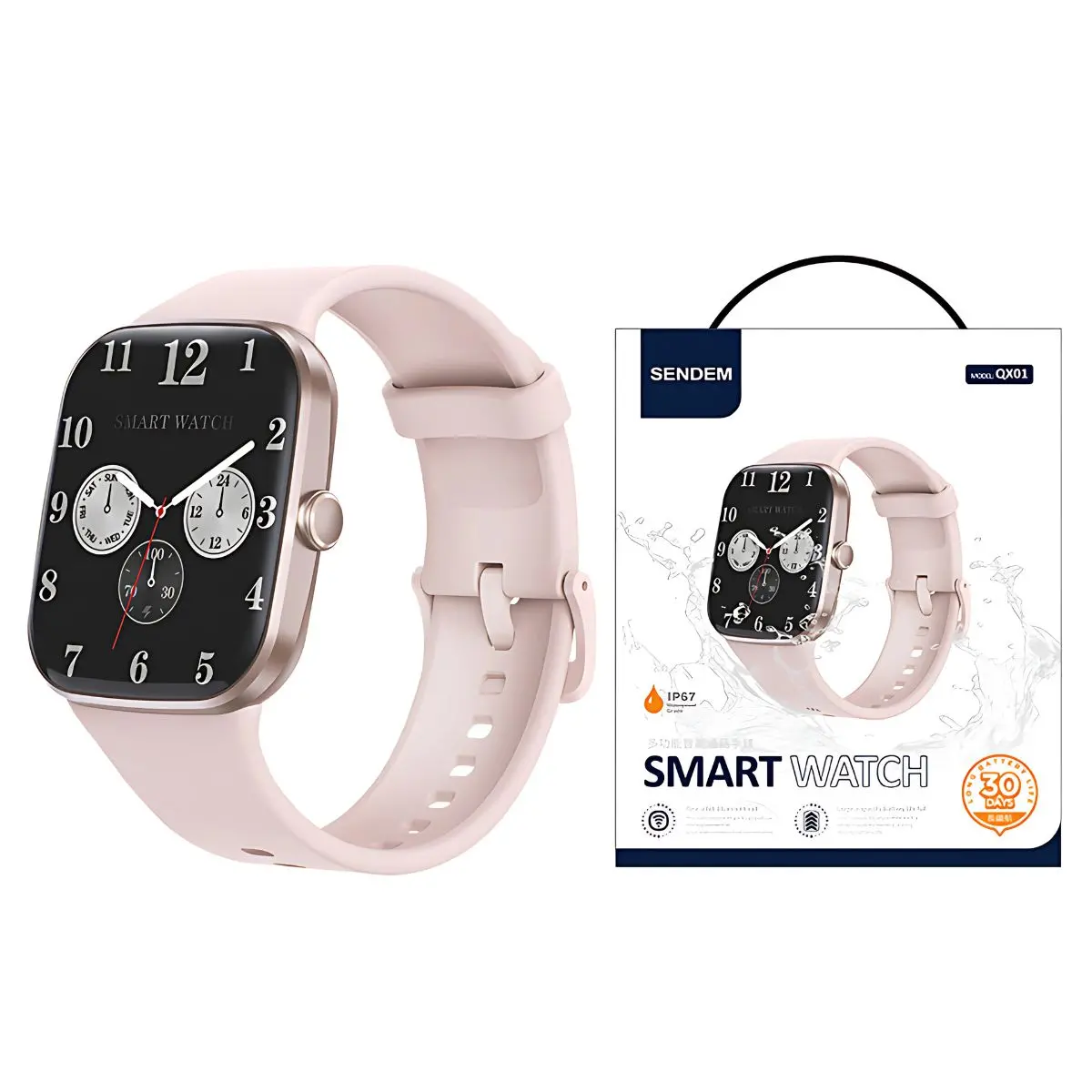Smartwatch Con Llamadas Y Pantalla Hd 2.1”. Reloj Inteligente Ip67. Con Monitor De Ritmo Cardíaco Y Carga Magnética. Color Rosado. 1