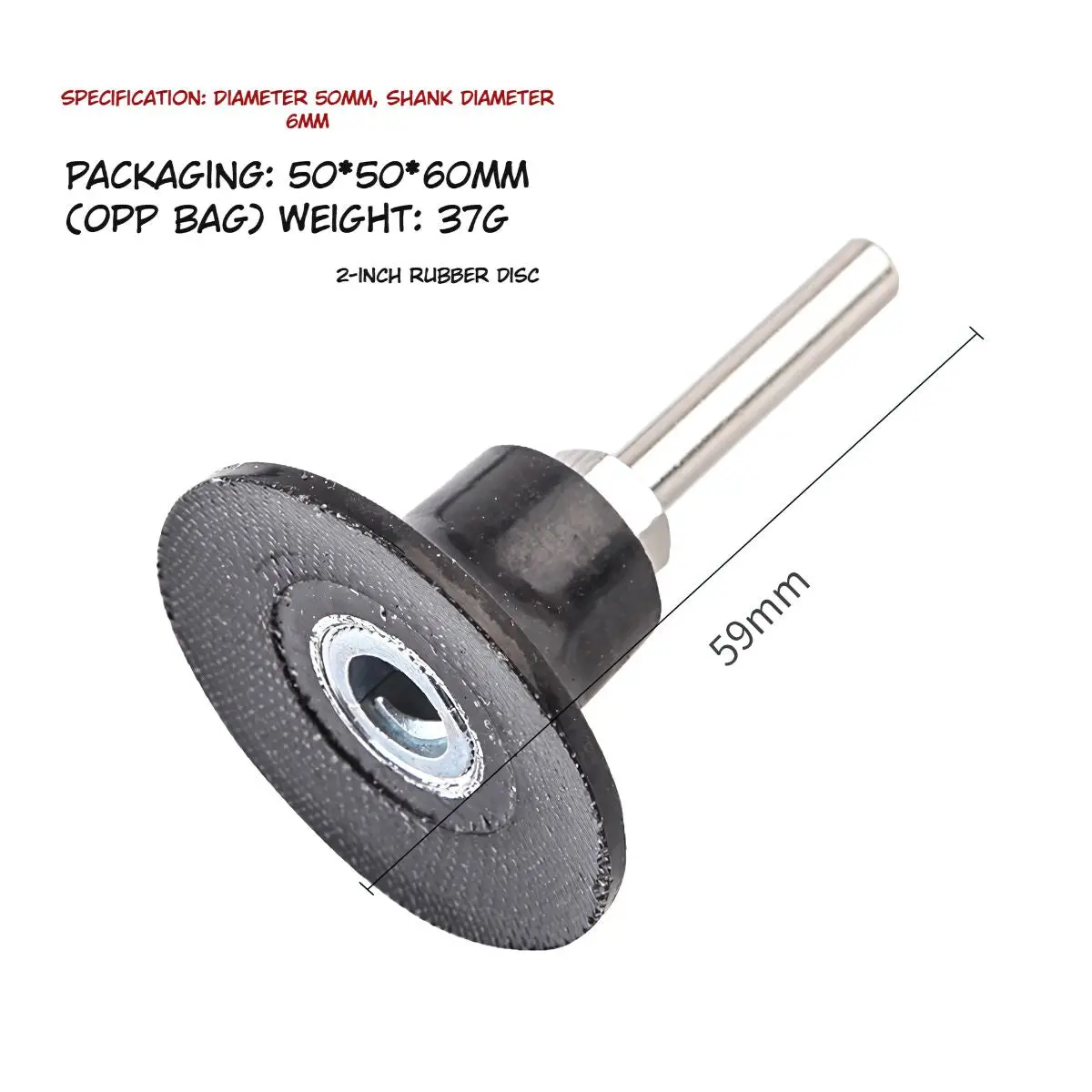 Base De Goma Para Disco Roloc 2" Eje De 6 Mm. Porta Discos Abrasivos De 50 Mm. Soporte De Goma Con Vástago Para Disco Abrasivo. 1