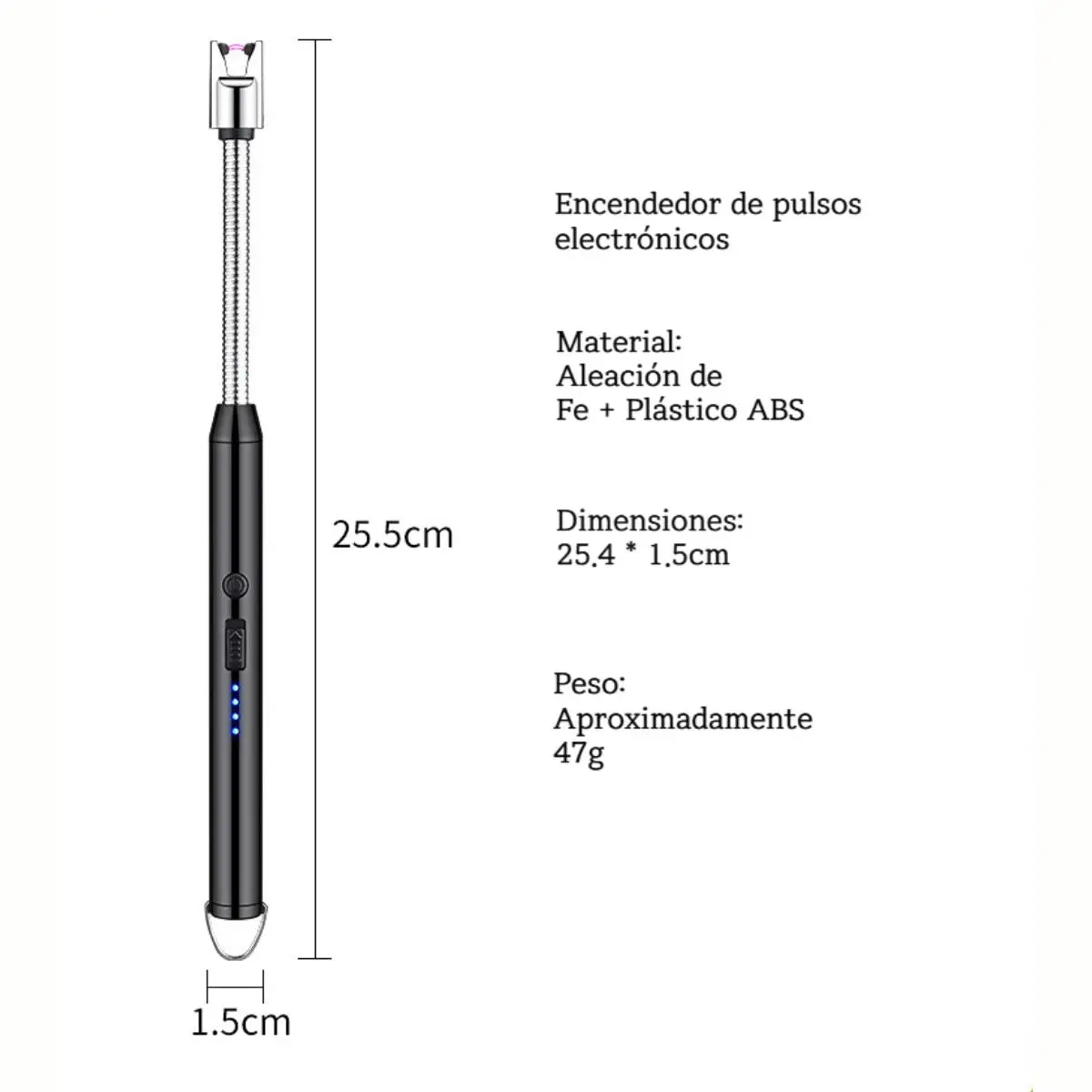 Encendedor Eléctrico Recargable Usb-C Con Cuello Flexible. Lighter Ilimitado Para Estufa, Barbacoa, Fogata, Velas. Color Negro. 2