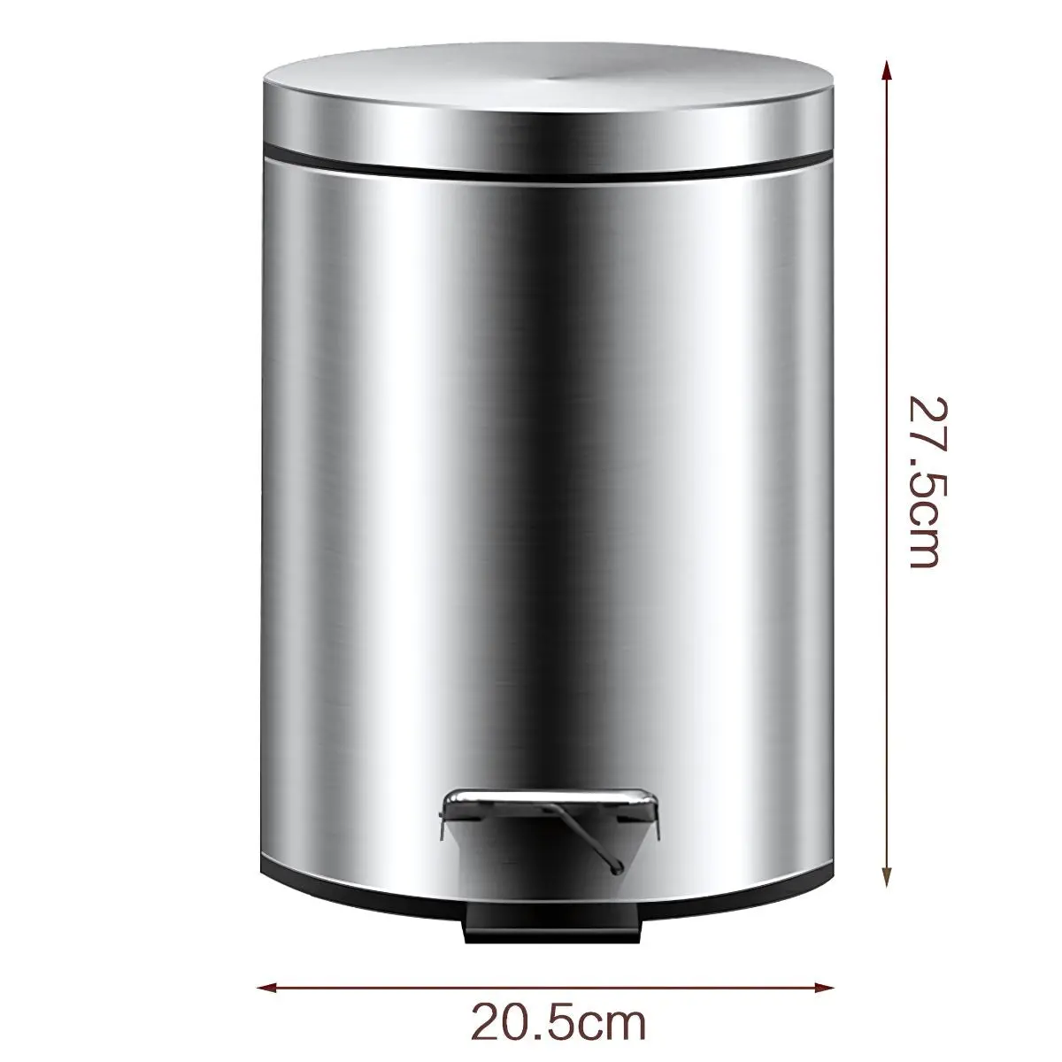 Papelera Con Pedal Acero Inoxidable 5L. Basurero Tinaco Antideslizante Y Con Tapa Para Baño U Oficina. 1