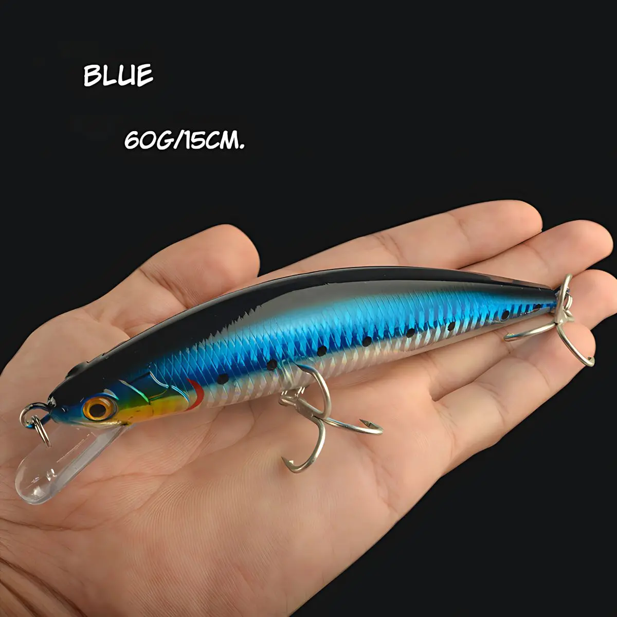 Señuelo Cebo De Pesca. Carnadas Con Anzuelo. 170Mm 80G. Color Azul. Empaque Caja Blister 1