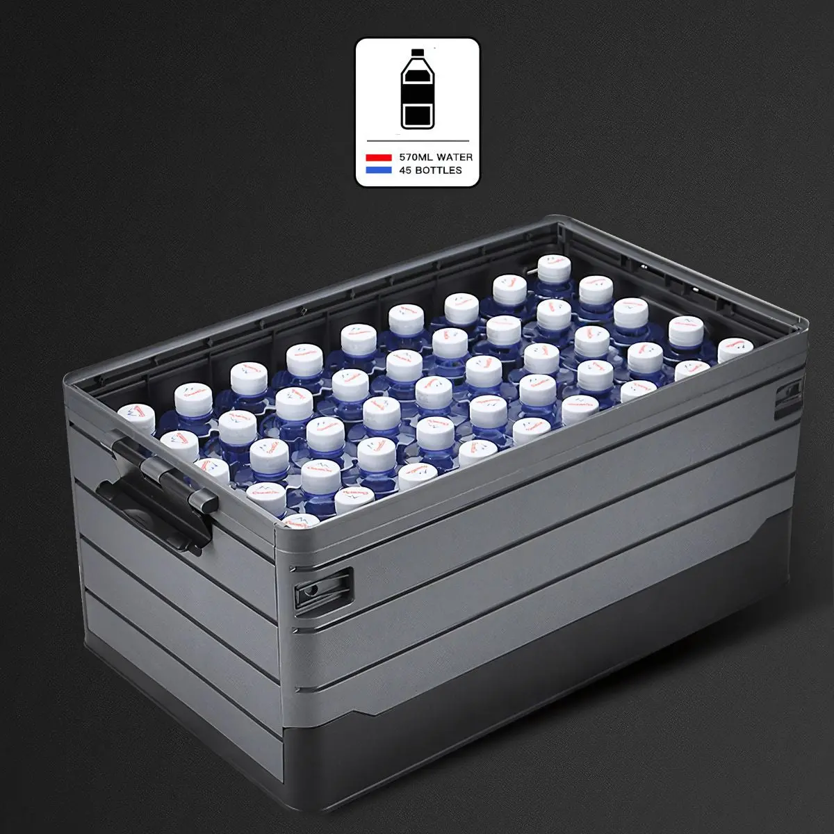 Caja De Almacenamiento Plegable 60L Con Tapa Plana. 59X36x29 Cm. Contenedor Organizador. Caja Plástica Multiusos. 2