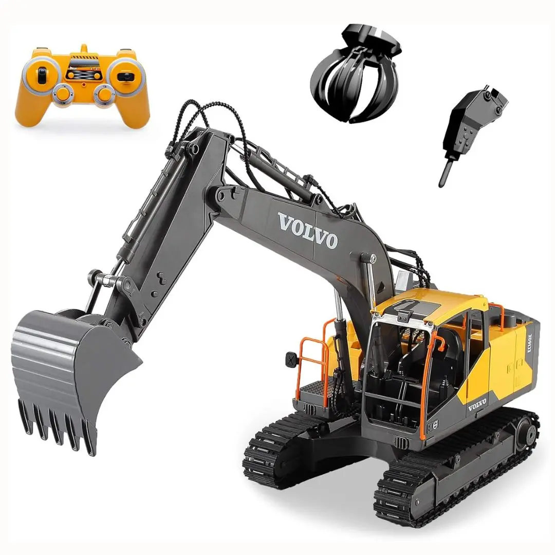 Excavadora 3 En 1 A Control Remoto. Juguete Para Niños. Con Accesorios Intercambiables Y Rotación 660°. 1