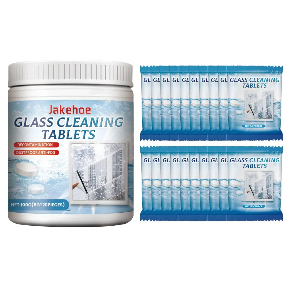 Limpiador De Vidrios Concentrado. Tabletas Desengrasantes Para Limpieza De Espejos, Parabrisas Y Superficies De Cristal. (Pack De 20 Pastillas) 1