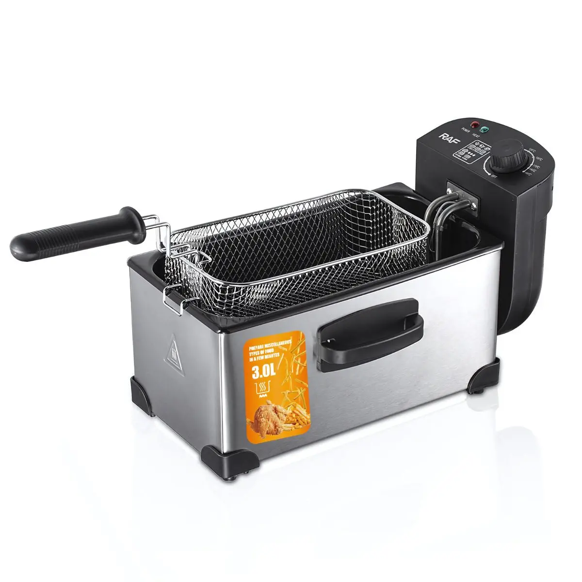 Freidora Electrica Con Aceite Deep Fryer 3L De Acero Inoxidable. 1500W Rango De 0 A 190°C. 110V 1