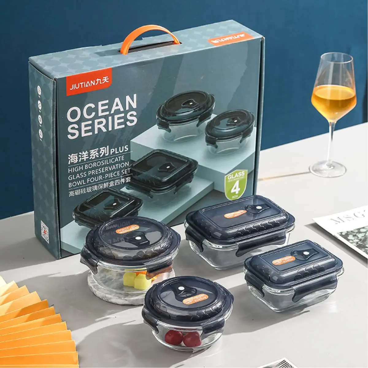 Recipientes De Vidrio Herméticos. Set De 4 Piezas (820Ml, 520Ml). Vasijas Para Comida. Cajas De Almacenamiento Selladas. 1