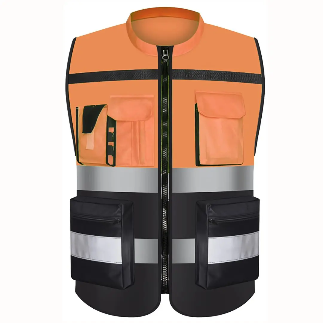 Chaleco Reflectivo De Seguridad. Con Zipper Y Bolsillos. Color Naranja. Talla Única. 1
