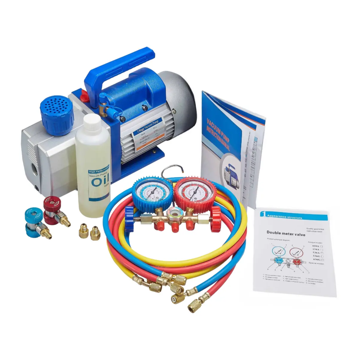 Bomba De Vacio 3Cfm R410a Dual, Refrigeración Hvac - A/C Y Kit Manometro 1