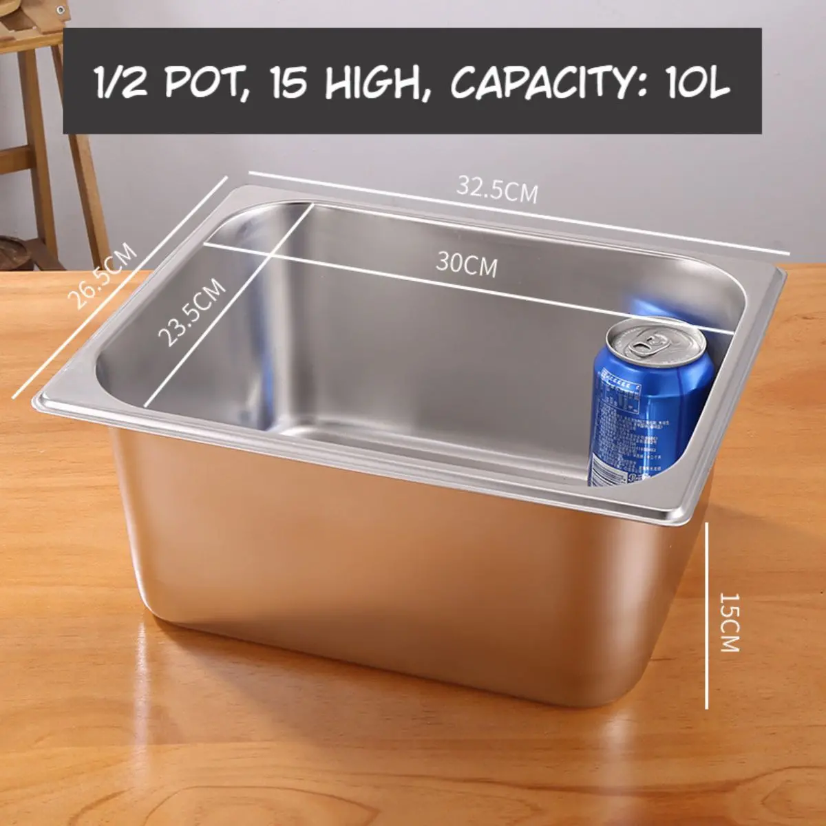 Bandejas Gn 1/2 De Acero Inoxidable 10L. (32.5X26.X15cm) Para Buffet Hoteles Restaurantes Catering. (No Incluye Tapa) Gastronorm 1