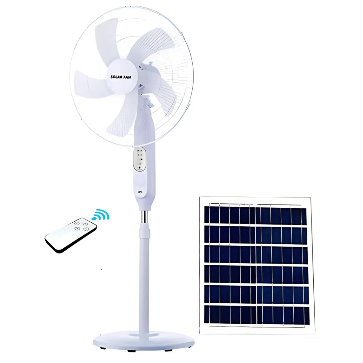 Abanico Solar 18" De Pedestal Recargable Con Energía Solar. Ventilador De Piso Portátil Con Panel Solar. Incluye Control Remoto. 1