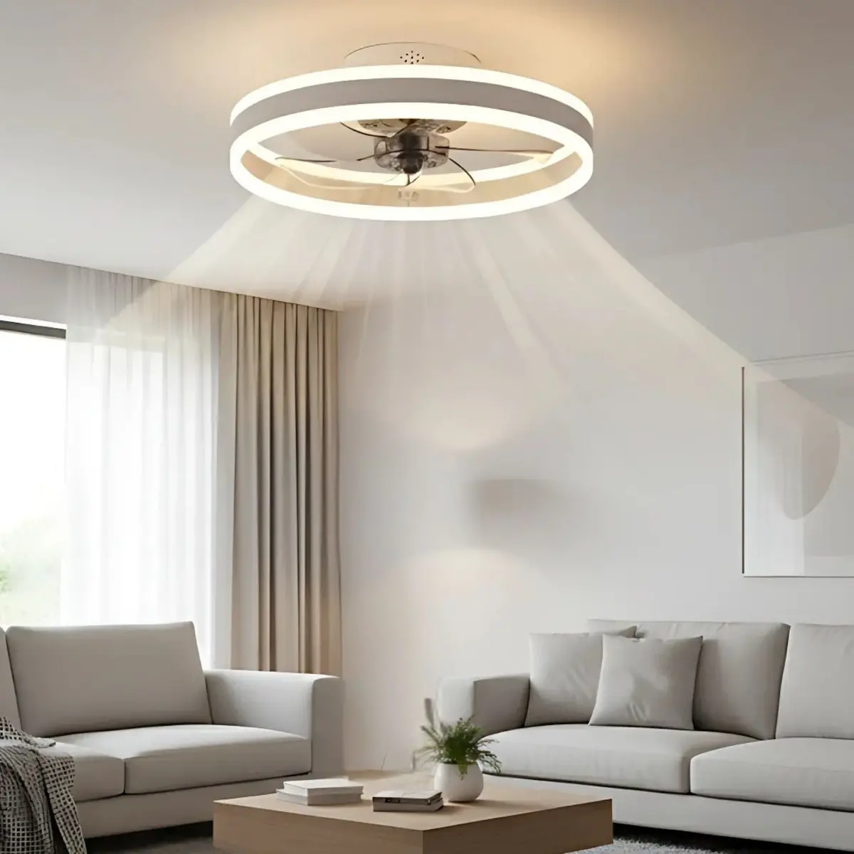 Abanico De Techo Ventilador Led (Color Blanco). 3 Tonos De Luz. Ventilador Silencioso 110V. 1