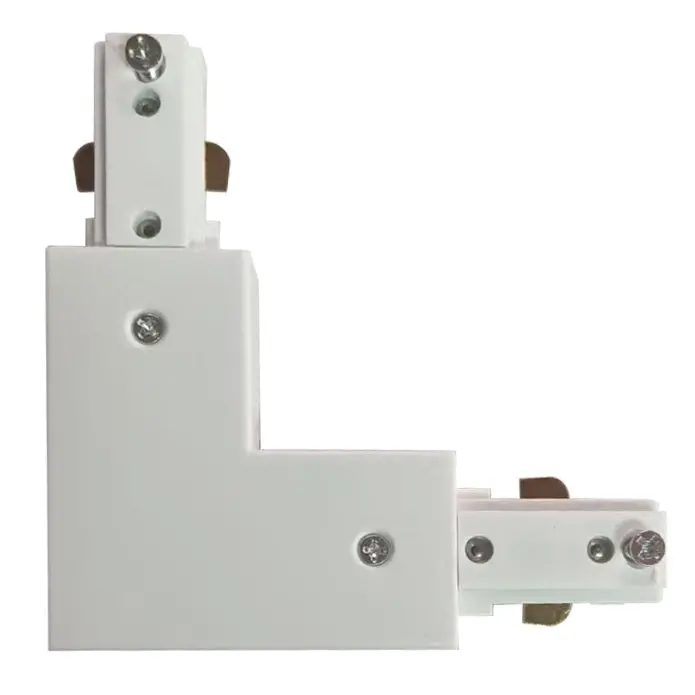Conector Izquierdo Tipo L Para Sistema De Lámparas Colgantes Riel Track. Color Blanco 1