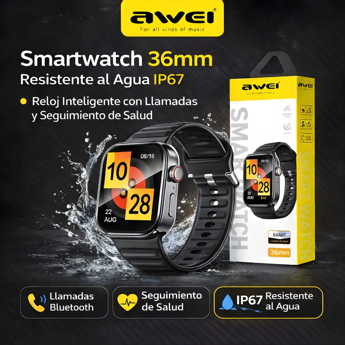 Smartwatch 36Mm Resistente Al Agua Ip67. Reloj Inteligente Con Llamadas Y Seguimiento De Salud. 1