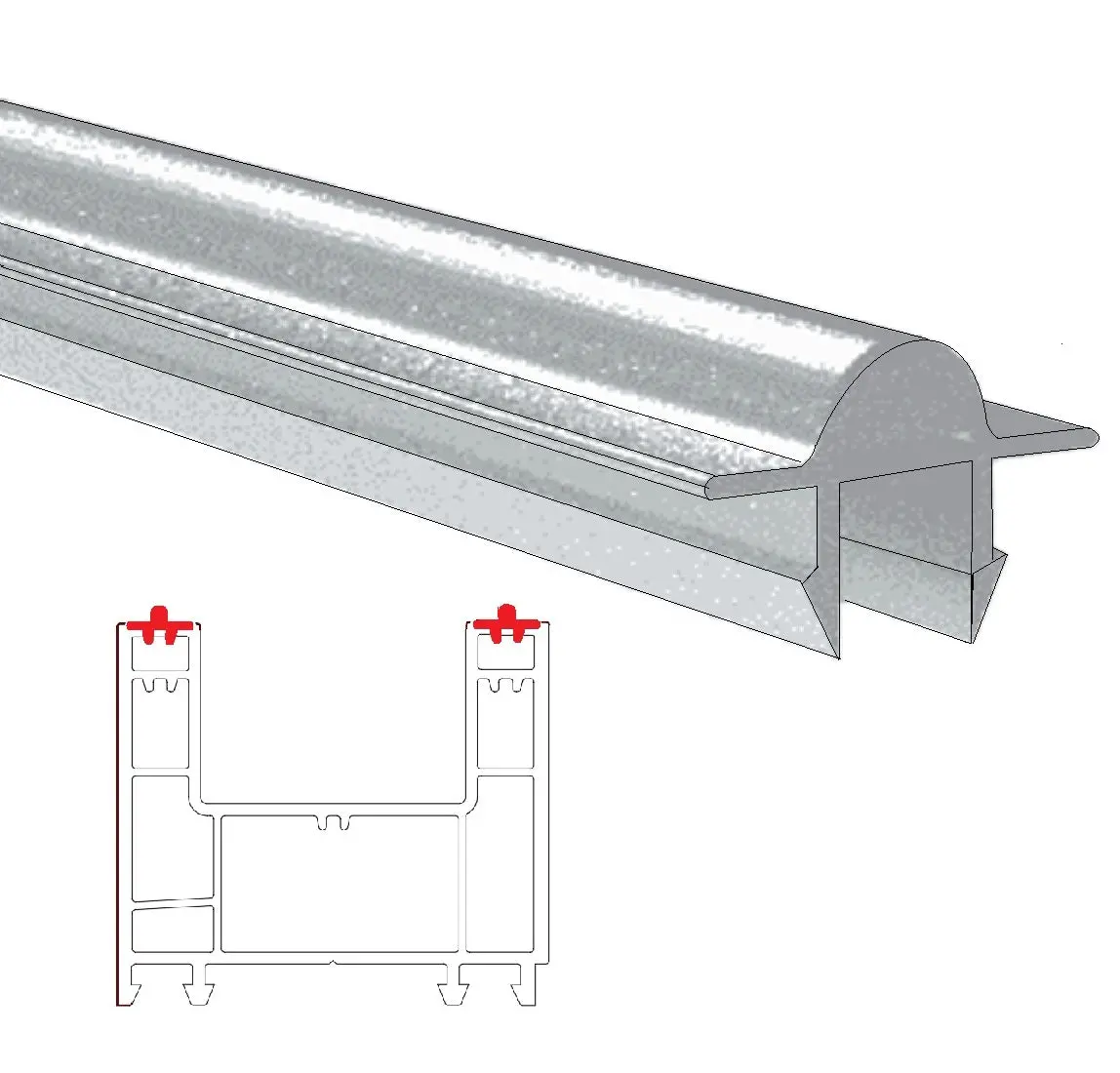 Perfil Riel Convexo Deslizante De Aluminio Refuerzo Para Via Corredera En Perfiles Upvc De Marco Perimetral Para Puertas Y Ventanas De Mayor Peso Serie 60Mm Upview 1