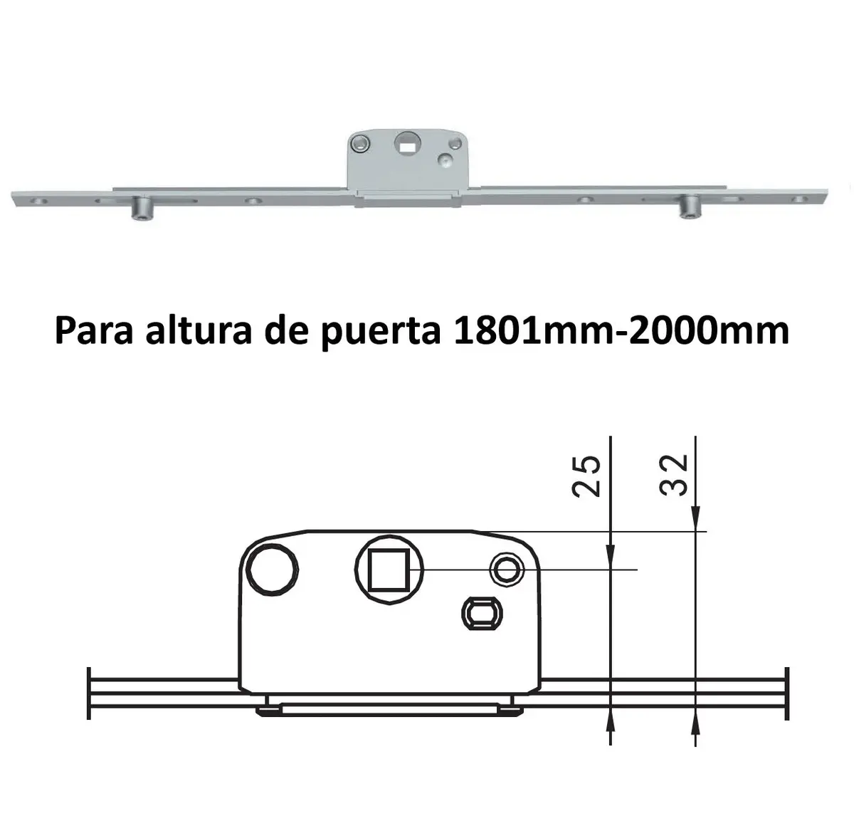 Barra De Transmisión Transmisor 4 Puntos De Cierre Para Ventanas Y Puertas Abatibles O Corredizas En Pvc Y Aluminio (Altura De Puerta 1801Mm-2000Mm) 1