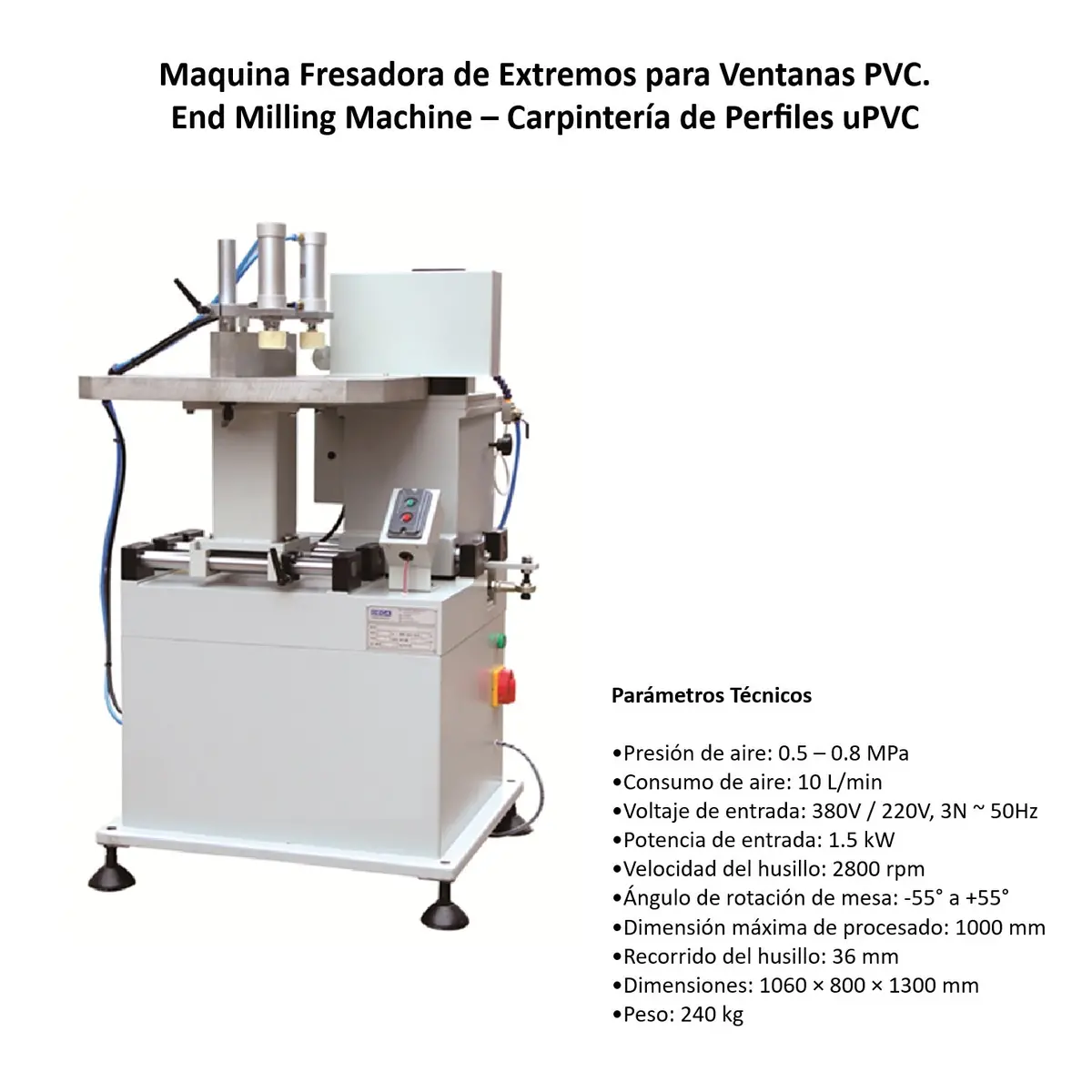 Maquina Fresadora De Extremos Para Ventanas Pvc. End Milling Machine – Carpintería De Perfiles Upvc 2