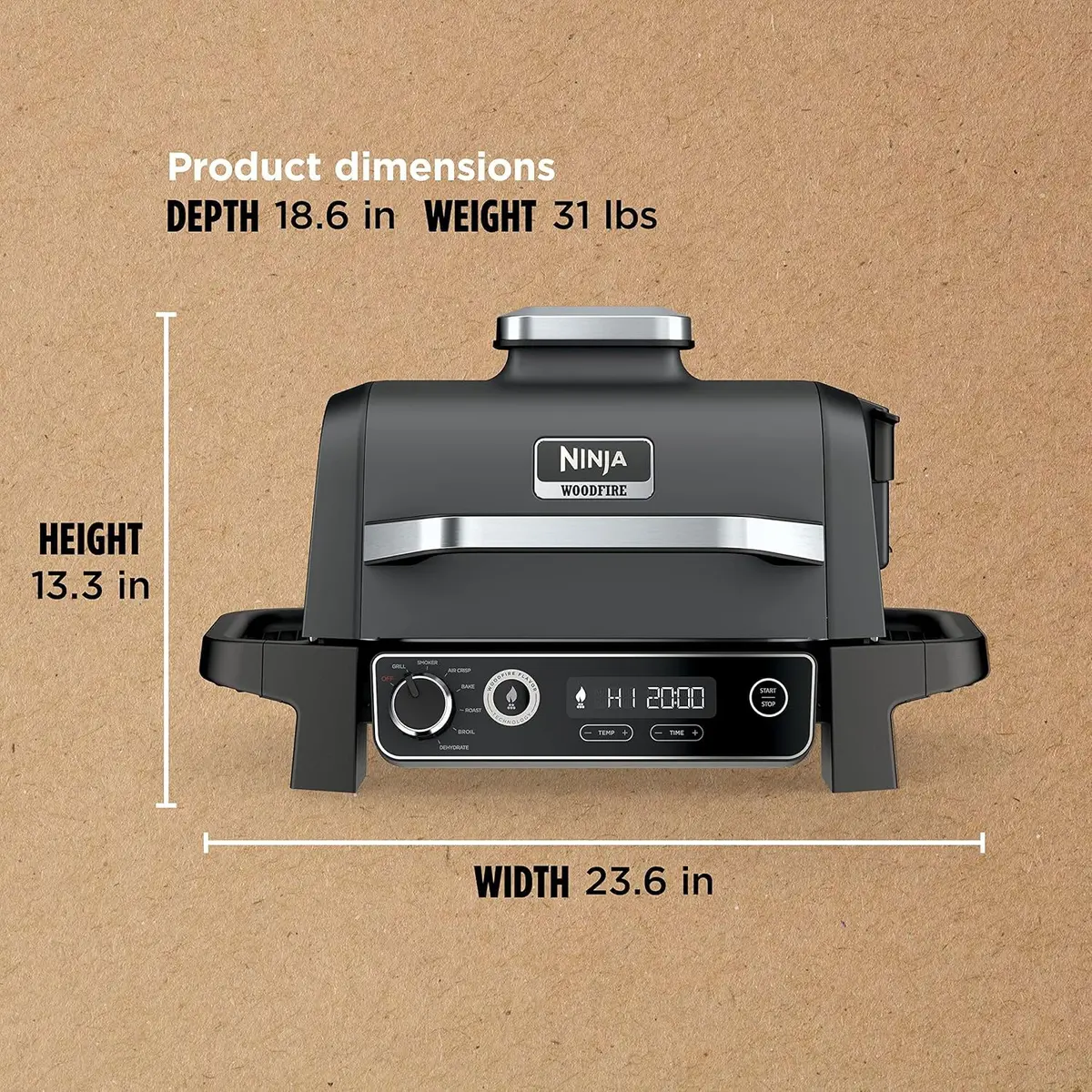 Parrilla Ahumador Exterior 7 En 1 Y Freidora De Aire Ninja Woodfire. Asador De Exterior Y Air Fryer Og701. 2
