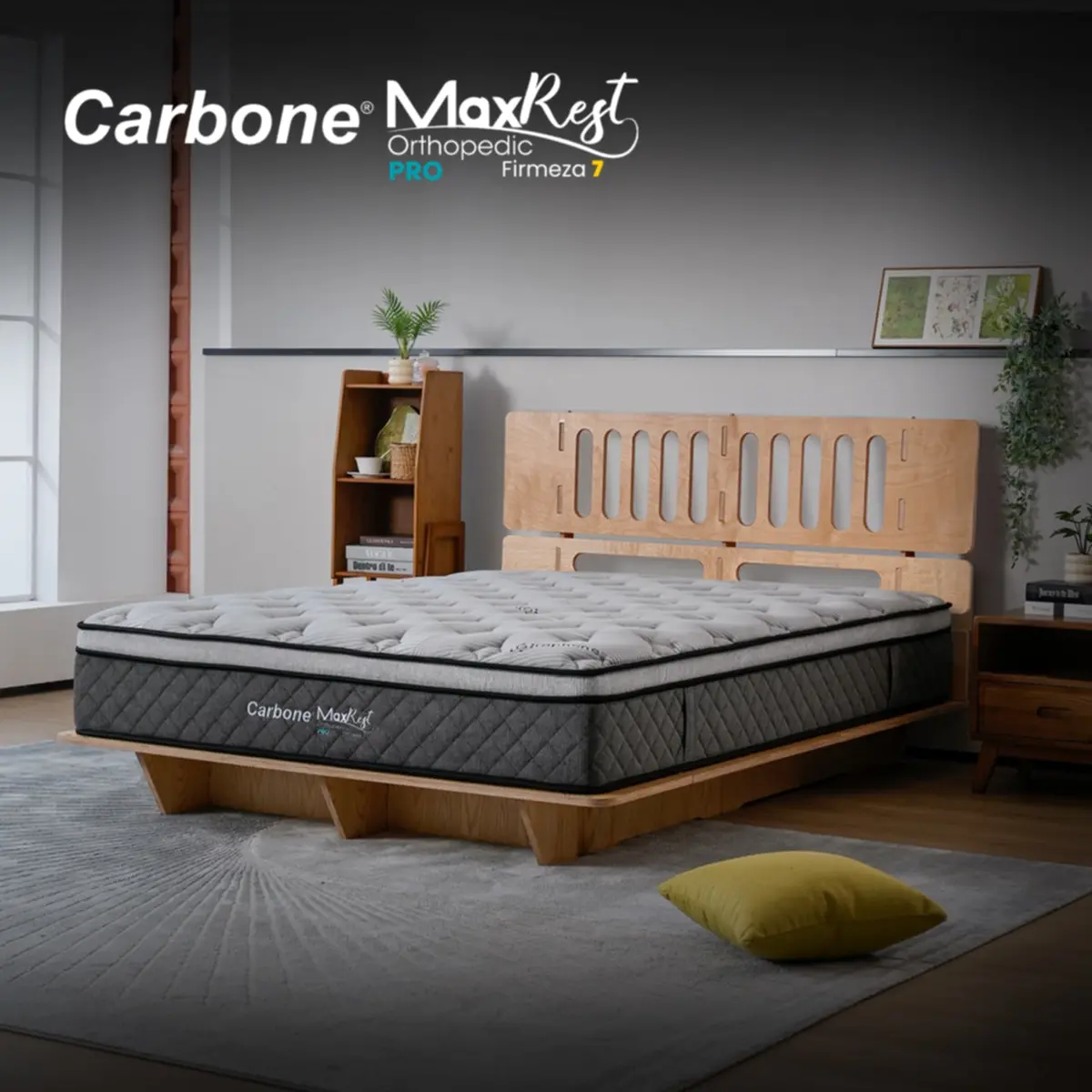 Colchones Ortopédicos Firmeza 7 Carbone Max Rest Empacados Al Vacío Pillow Top Colchón Calidad Hotelera Memory Foam Con Resortes 35Cm Espesor (13.7") 3